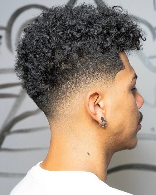 Natural Curly Hair with a Clean Drop Fade