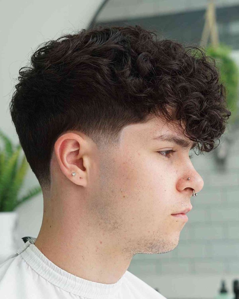 Classic Low Taper with Loose Curls on Top