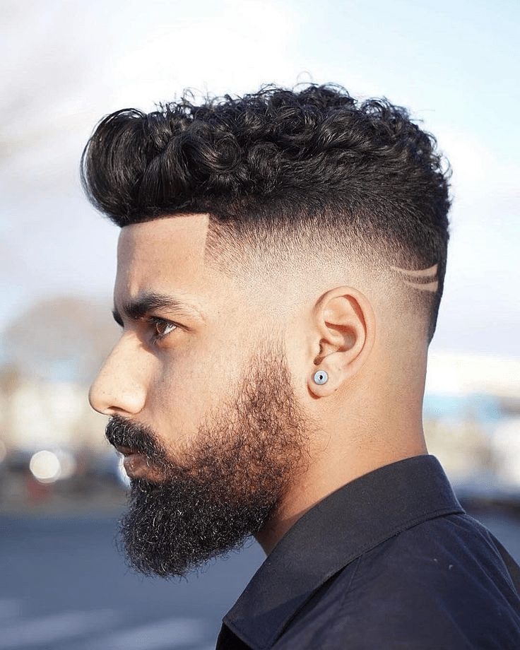 Pompadour High Taper Fade Curly Hair