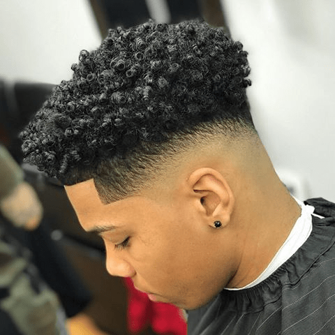 Temp High Taper Fade Curly Hair