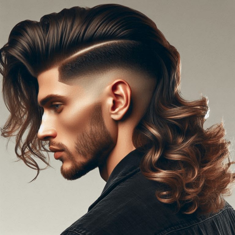 High taper fade on long wavy hair