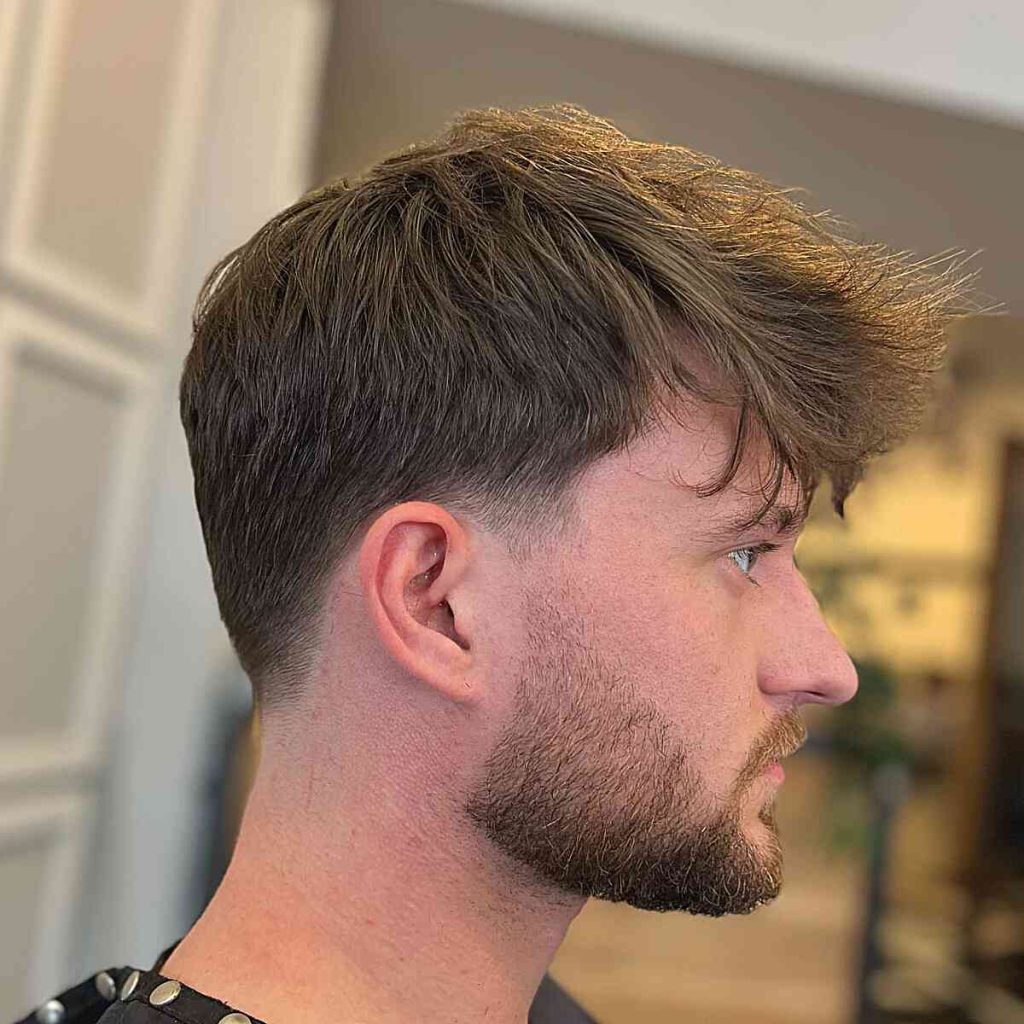 Natural Messy Top with Taper Fade