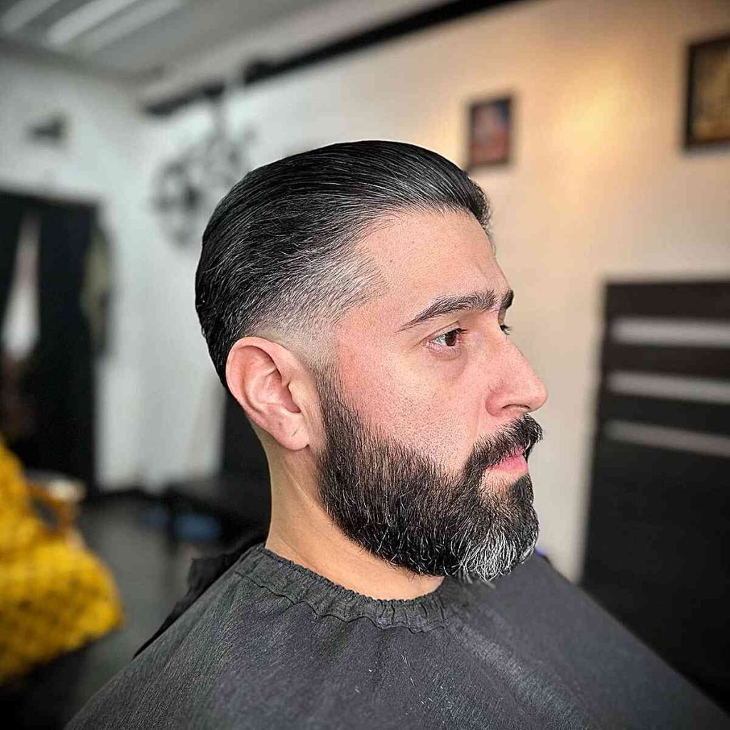 Slicked Back with Low Fade