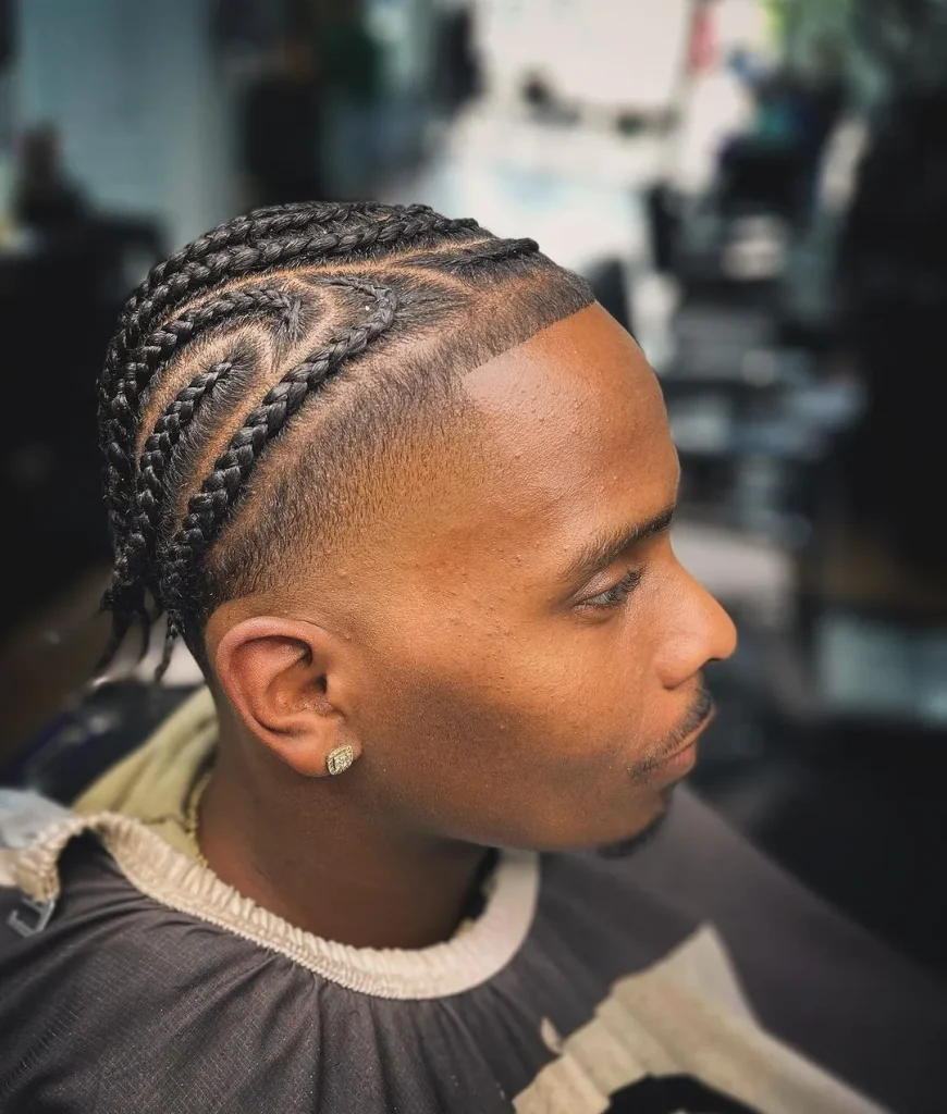 Temple Fade and Cornrows