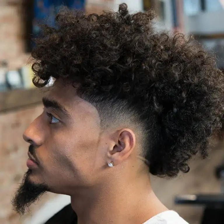 Curly Mohawk Combined with a Taper Fade